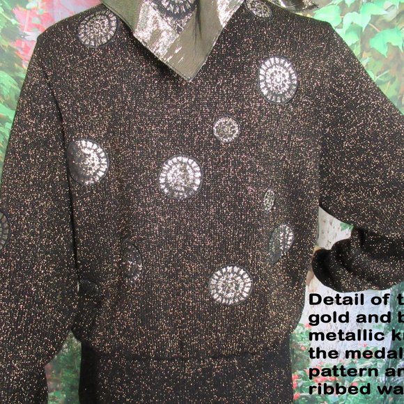 UMI Collections Anne Crimmins black & gold metallic cardigan Gold metal buttons - Picture 5 of 15